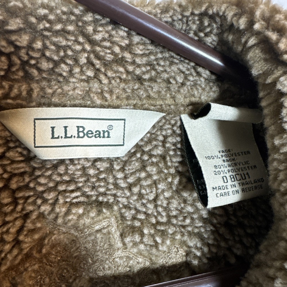Vintage L.L. Bean Women's XL‎ Sherpa Lined Faux Suede Fleece Jacket Coat Brown - Picture 3 of 9